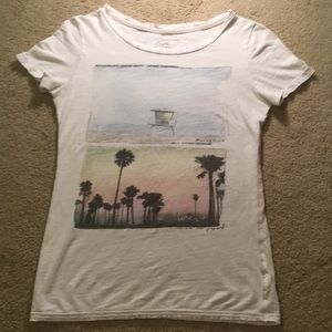 White Tee-Shirt. Beach Landscape Design.